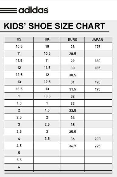 adidas youth shoes size chart.